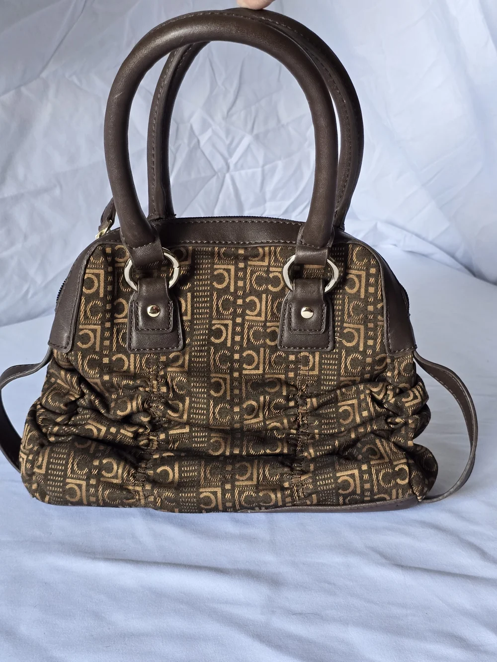 Liz Claiborne Monogram Ruched Vintage Satchel Bag